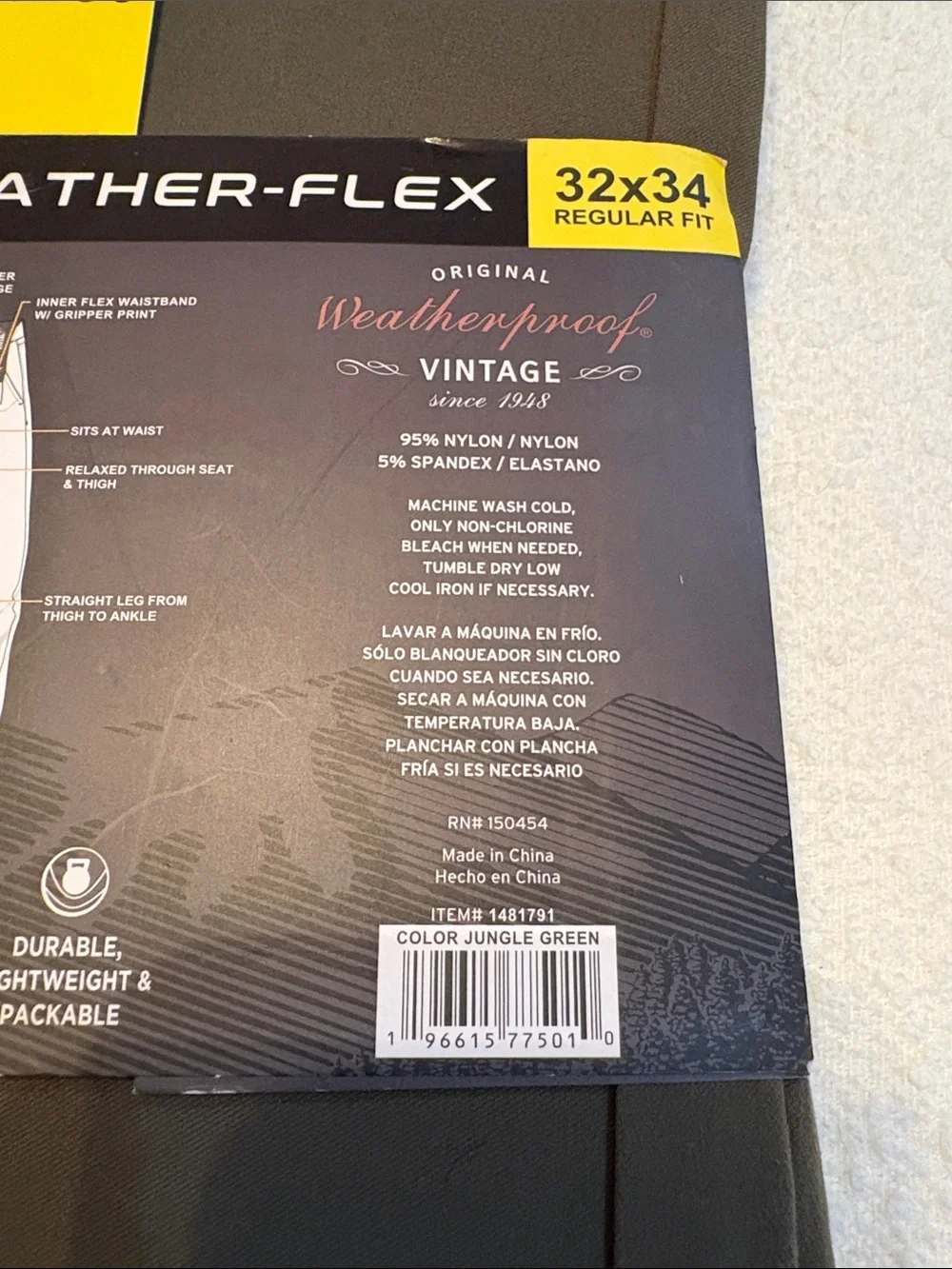 Weatherproof Olive Green Flex Flatfront Chinos